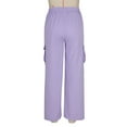 thumbnail image 7 of Lenpel Cargo Pants for Women Loose Elastic High Waisted Drawstring Straight Leg Hiking Travel Pants Streetwear Casual Trousers(Purple,X-Large), 7 of 7