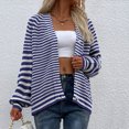 thumbnail image 1 of DPTALR Pull Décontracté pour Femmes Blouse Rayée Imprimée Boutons Cardigan Manches Longues Hauts Pull, 1 of 6