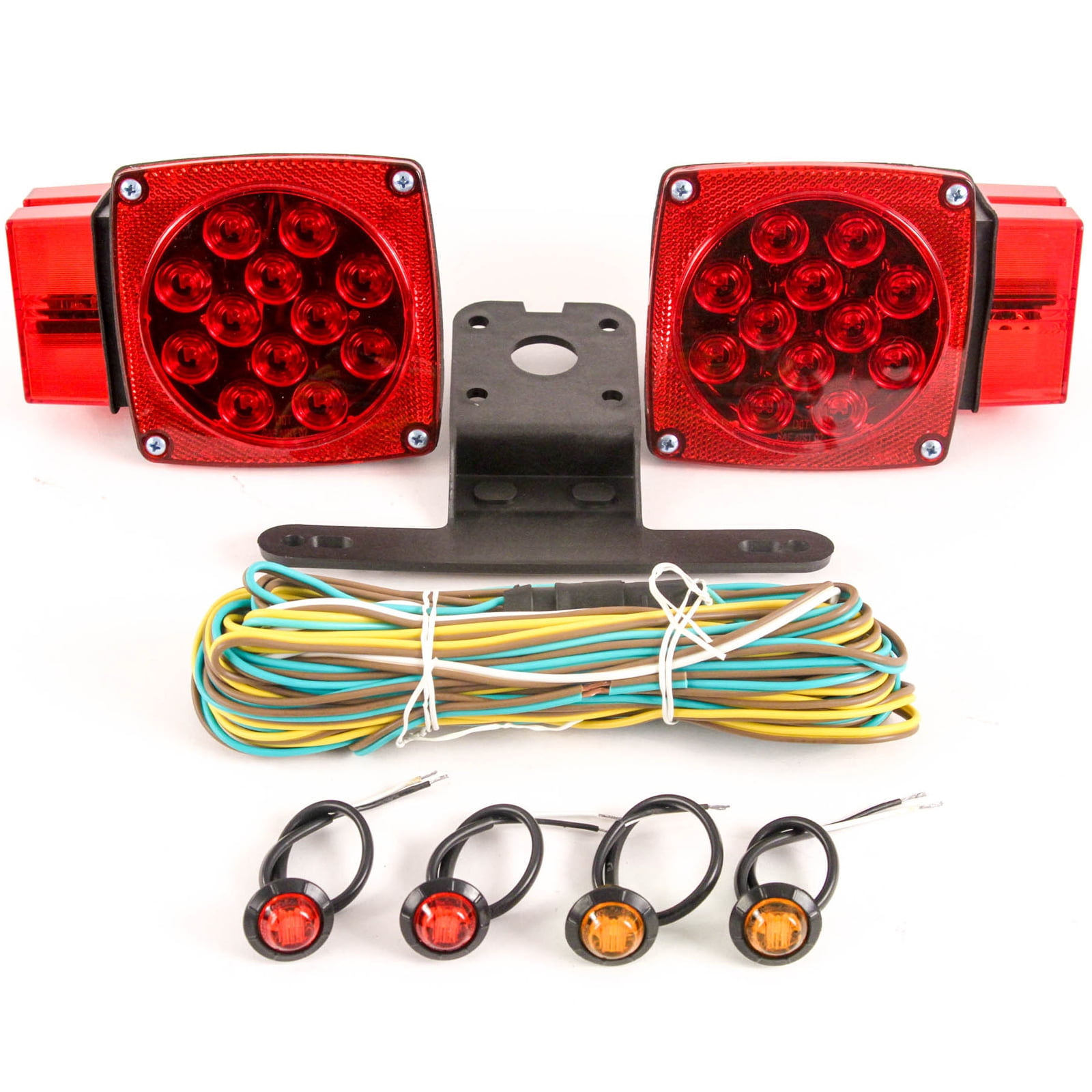 Red Hound Auto LED Submersible Square Light Kit Trailer 80 inches & 2 ...
