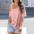 thumbnail image 3 of Annhoo Women's Tops Cold Shoulder Summer Short Sleeve Shirts Casual Going Out Blouse Trendy Loose T-Shirt, 3 of 8