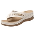 thumbnail image 3 of RotHome Sandalias de Mujer Womens Sandals Comfortable Arch Support Slip On Leather Sandals for Summer Beach Bathroom Waterproof Dress Shoes, 3 of 6