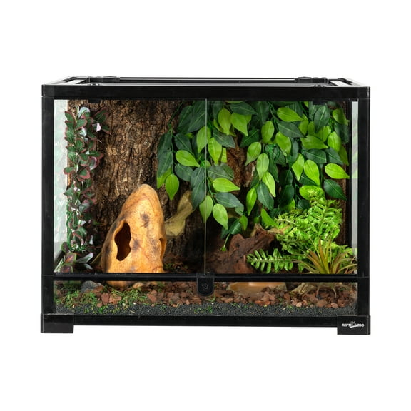 GUZZLO 34 Gallon Reptile Glass Terrarium 24" x 18" x 18", Black