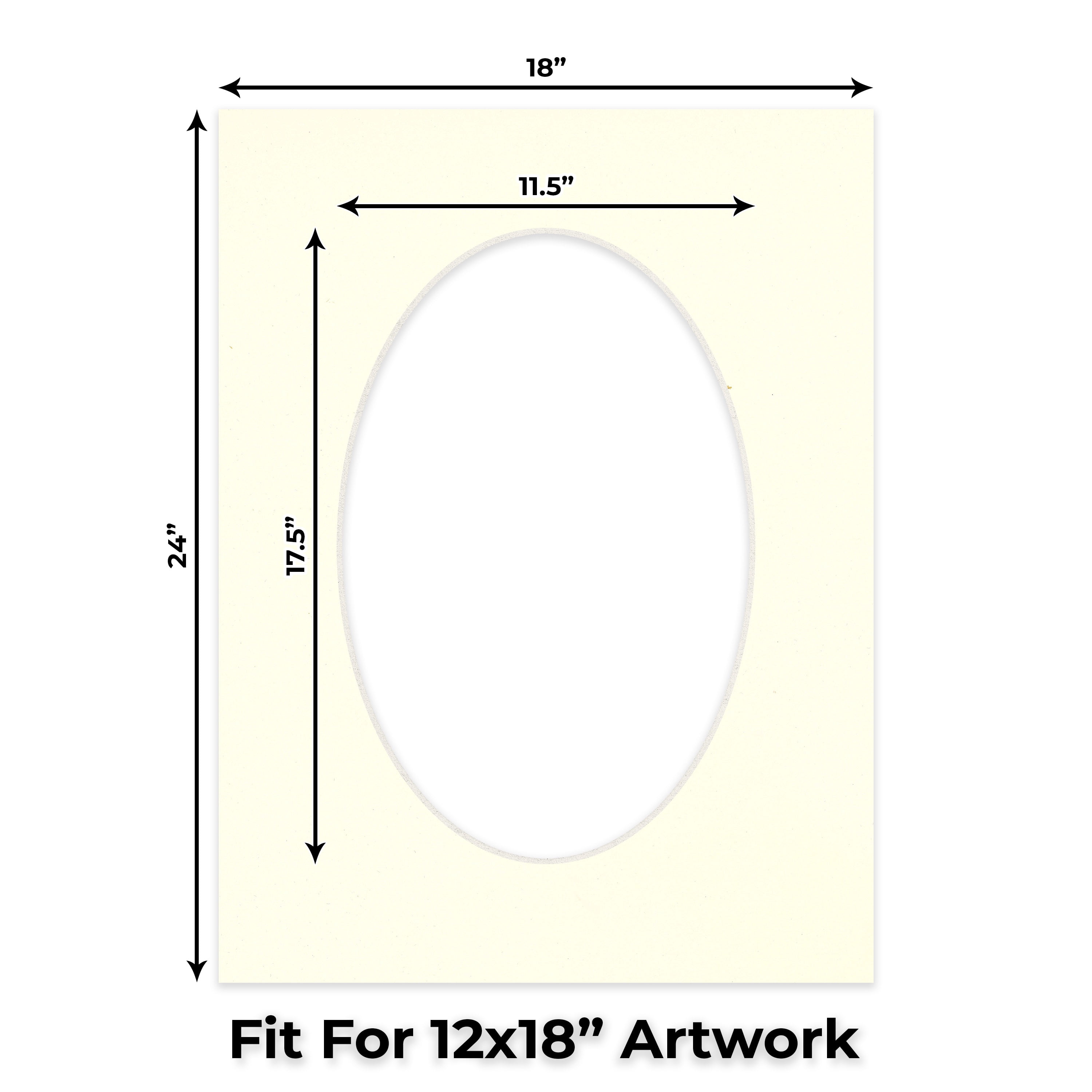Cream Linen Picture Frame Mat for 18x24 Frames - Oval Opening for 12x18 Photos - 50 Mats