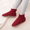 thumbnail image 4 of Meresysid Women Slipper Socks Warm Fuzzy House Boots Winter Fluffy Indoor Cozy Socks Xmas Gifts Burgundy Free Size, 4 of 5