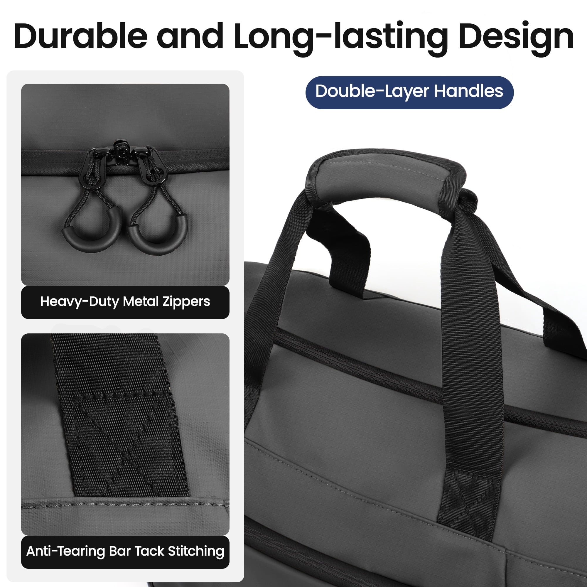 Convertible Garment Duffel Bag with Shoulder Strap, Foldable Duffle Bag for Men Women, 2-in-1 Hanging Suitcase Suit Travel Bag, Grey - GB261