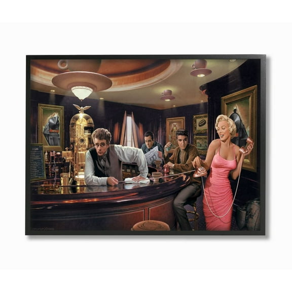 Stupell Industries Coffee Shop Vintage Hollywood Movie Star Classic Illustration Framed Wall Art by Jadei Graphics