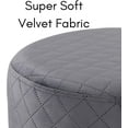 thumbnail image 3 of BirdRock Home Round Velvet Ottoman Foot Stool with Lattice - Grey, 3 of 9