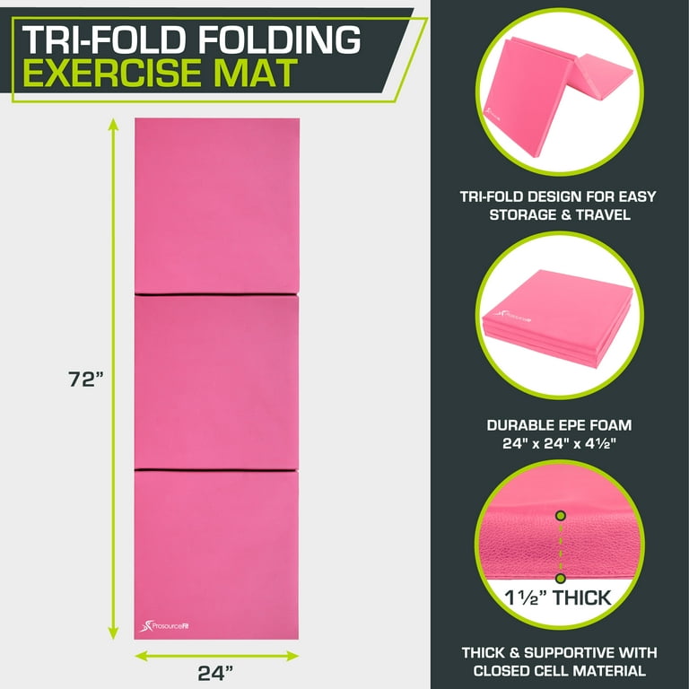  ProsourceFit Tri-Fold Folding Thick Exercise Mat 6'x2
