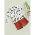 thumbnail image 4 of Toddler Baby Boy Western Outfit 1Y 2Y 3Y 4Y 5Y 6Y Cow Print Short Sleeve Button Down Shirt Top Solid Shorts Set Gentleman Suit, 4 of 9