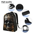 thumbnail image 5 of Defioc Gold Pattern Black Skull Print Backpack -Travel,or Work Bookbag Daypacks with 15-Inch Laptop Sleeve and Dual Water Bottle Pockets, 5 of 6