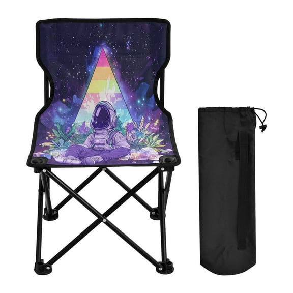 WOBOGO Astronauts Sitting in The Universe Garden Camping Chair Convenient Four Corner Backrest Folding Stool Can Hold Up to 220lbs