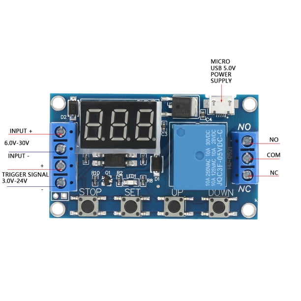 Módulo De Relé DC 5-30V Pantalla LED Ciclo Retardo Relé Ciclo Retardo Temporizador Retardo Encendido Apagado Ciclo Retardo Temporizador Interruptor