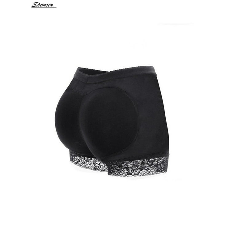 Spencer Women's Butt Lifter Padded Underwear Hip Enhancer Sexy Seamless  Panties Body Shaper Shorts (M, Black)