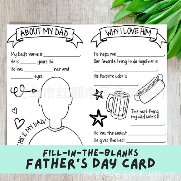 Gifts For Dad Fill In Blank Father's Day Card Father's Day Blank Filling Card Father's Day Gift