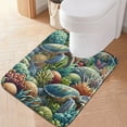 thumbnail image 5 of Toilet Rug Rectangle Bathroom Rugs Non-Slip Soft Plush Machine Washable Contour Bath Mat Turtle Plants Coral 24x16, 5 of 9