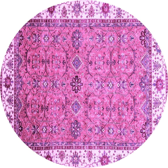 Ahgly Company Indoor Round Oriental Purple Traditional Area Rugs, 5' Round