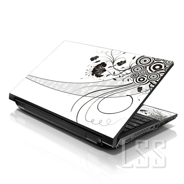 LSS Laptop Skin Sticker Floral Pattern Fits 17" to 19" Laptops with Wrist Pads
