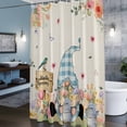 thumbnail image 6 of Hello Spring Gnome Shower Curtain, Country Pink Purple Tulip Flower Gnome Floral Linen Texture Waterproof Shower Curtain Set with 12 Hooks Lightweight Bath Curtains Fabric Bathroom Decor 72x84 Inches, 6 of 9