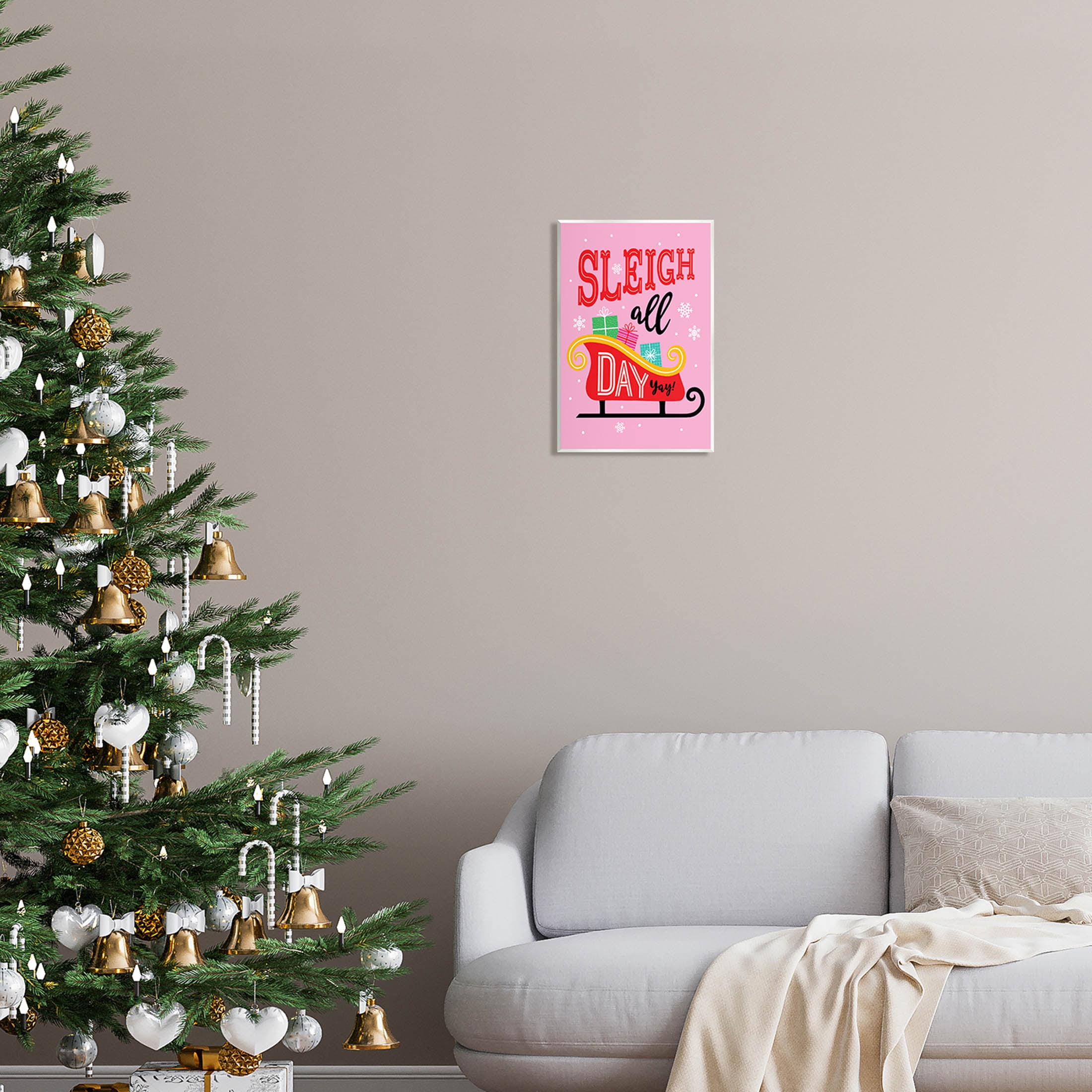 Sleigh All Day Bold Gift Sled Holiday Graphic Art Unframed Art Print Wall Art