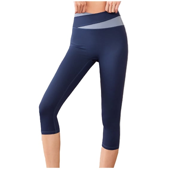 Lenpel Women's Capri Yoga Pants Crossover High Waisted Stretchy Cropped Running Workout Leggings Athletic Capris Tights