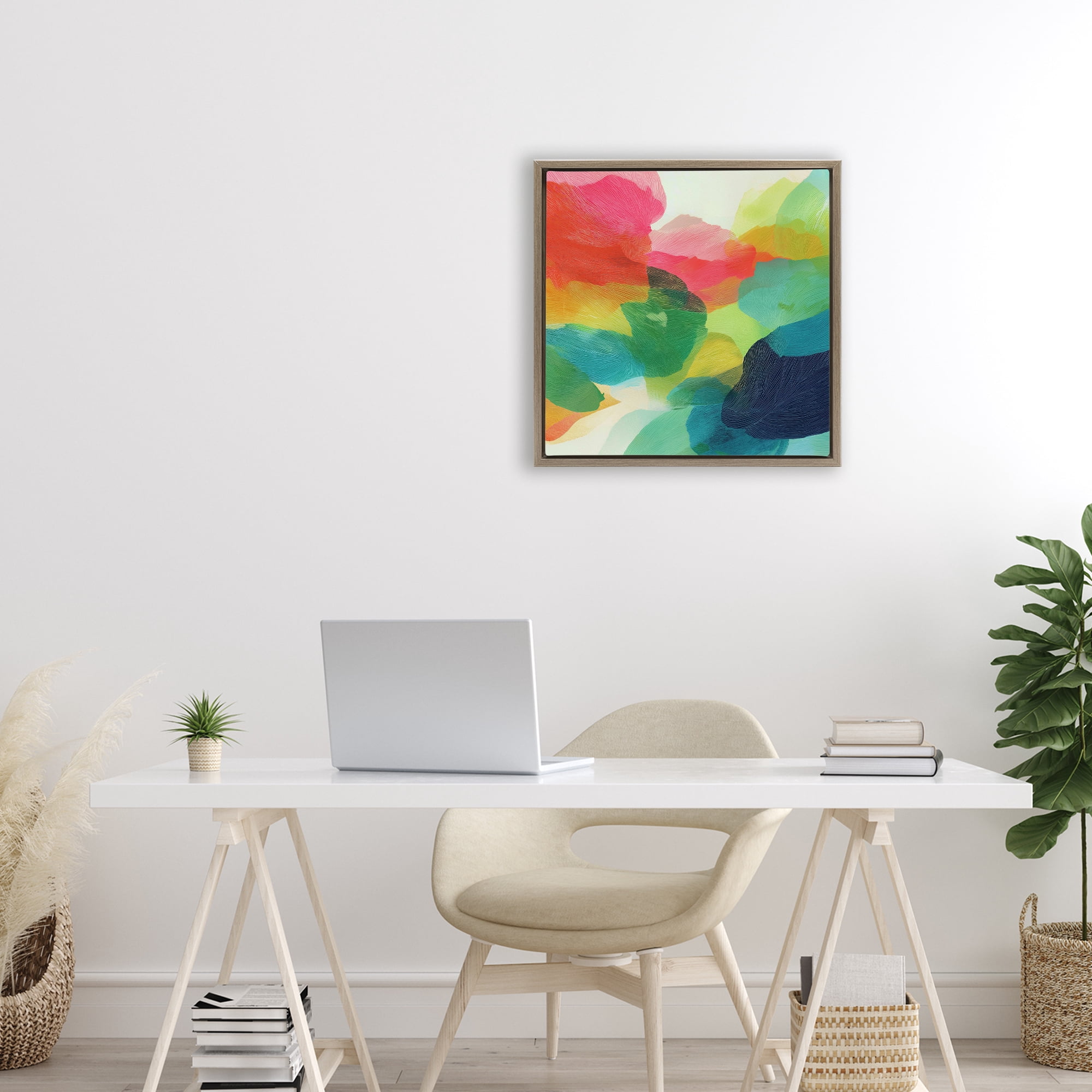 Stupell Industries Vivid Flowing Color Field Brown Framed Floater Canvas Wall Art, design by Chromatic Storm Studio