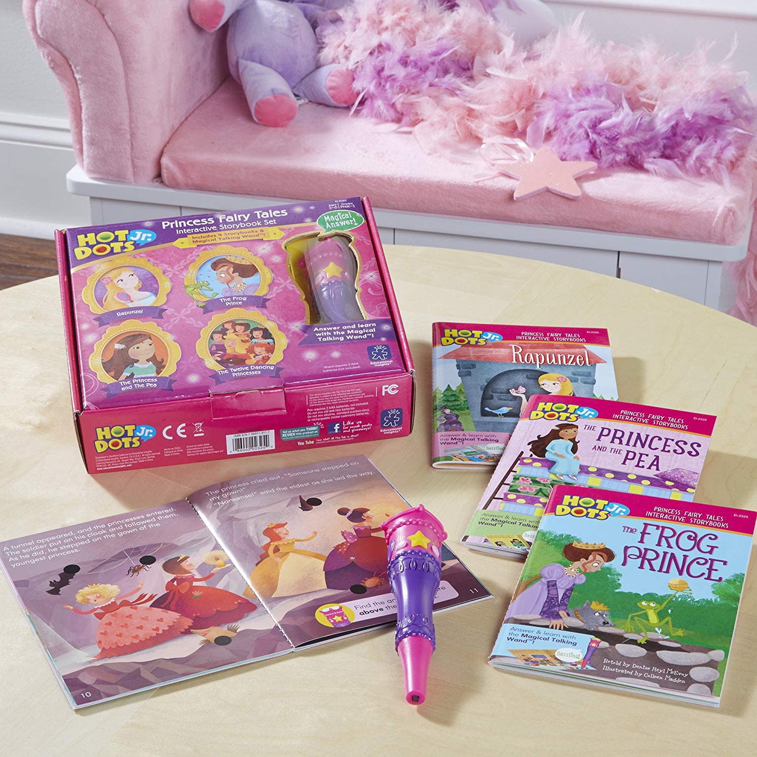 Educational Insights Hot Dots Jr Princess Fairy Tales - Interactive Storybook Set with Electronic Pen, Preschool Workbook, Toddlers Ages 3 and up