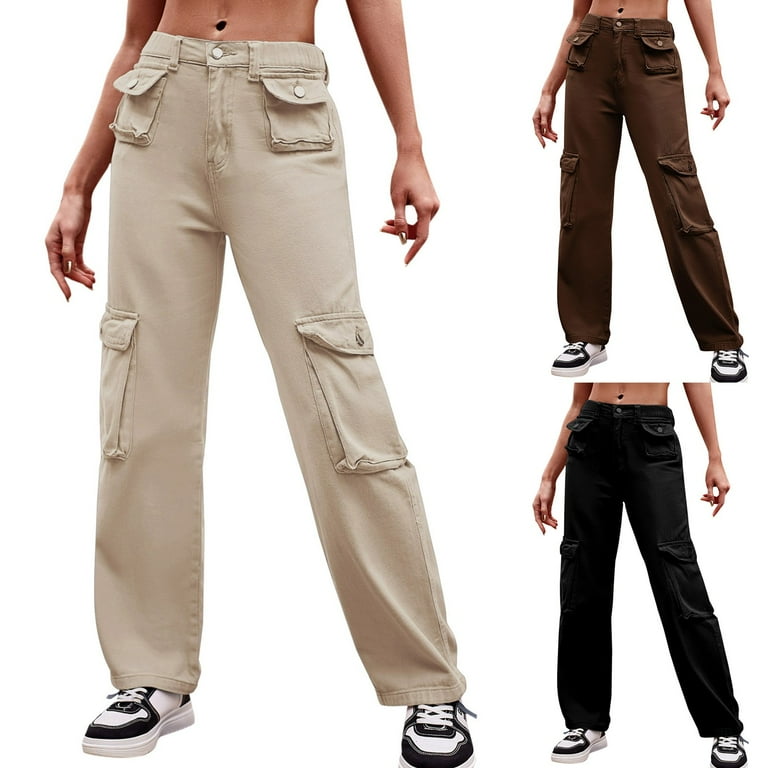 njshnmn Women s Tactical Pant Casual Baggy High Waisted Joggers Pants Black L Walmart