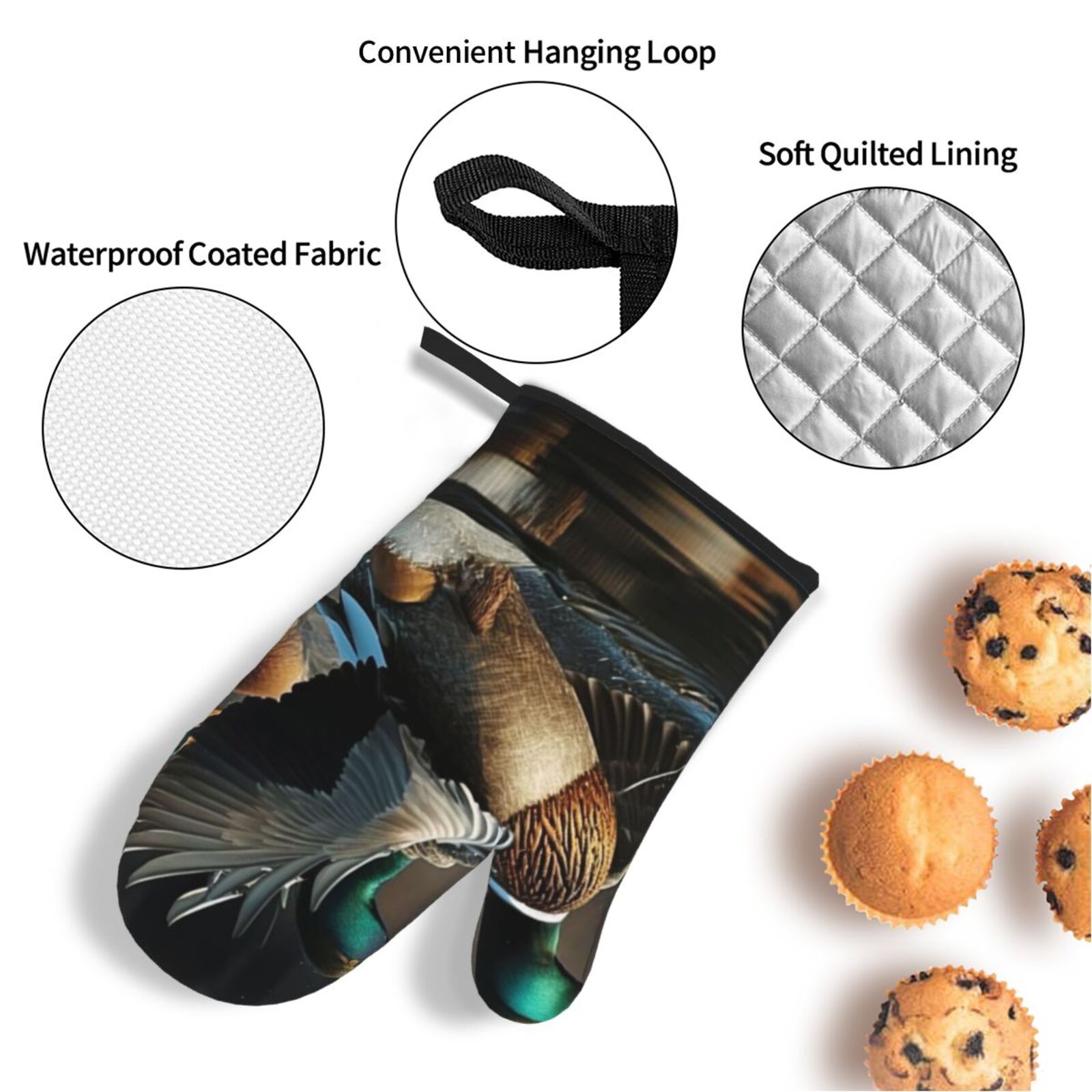 Mallards Duck Cool Hunting 4Pcs Oven Mitts and Pot Holders Sets Oven Kitchen Gloves Hot Pads for Cooking BBQ Baking Grilling