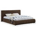 thumbnail image 3 of Pemberly Row Contemporary Deep Channel Tufted Rich Brown Velvet Queen Bed, 3 of 10