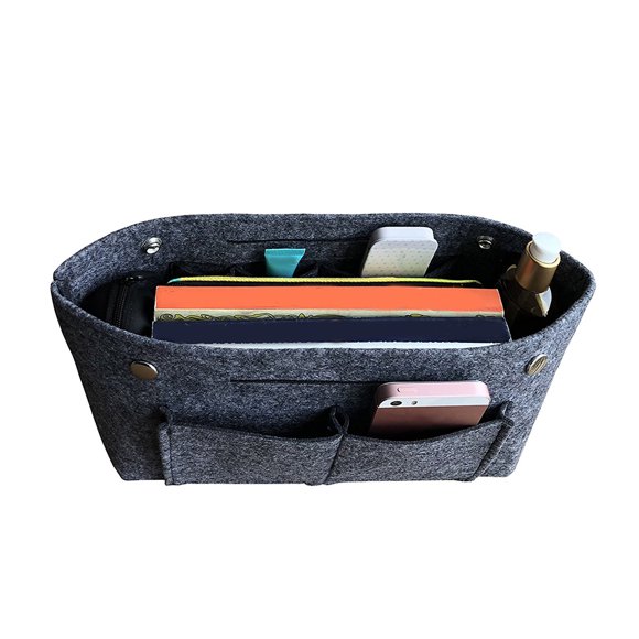 IDEANATEGRATE 1Ud Bolsa Organizadora De Cosméticos Portátil En Fieltro Gris Oscuro Ideal Para Vacaciones Y Excursiones