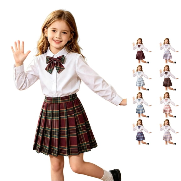 RTKFRFLM Girls Back to School Pleated Skirt Academy Style High Waisted Uniform Tennis Skater Short Skirt 3-8 Years