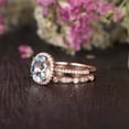 thumbnail image 2 of HeartsAndYou 2.1ct Natural Aquamarine & Diamond Bridal Wedding Set Ring 14k SOLID Rose Gold, 2 of 8