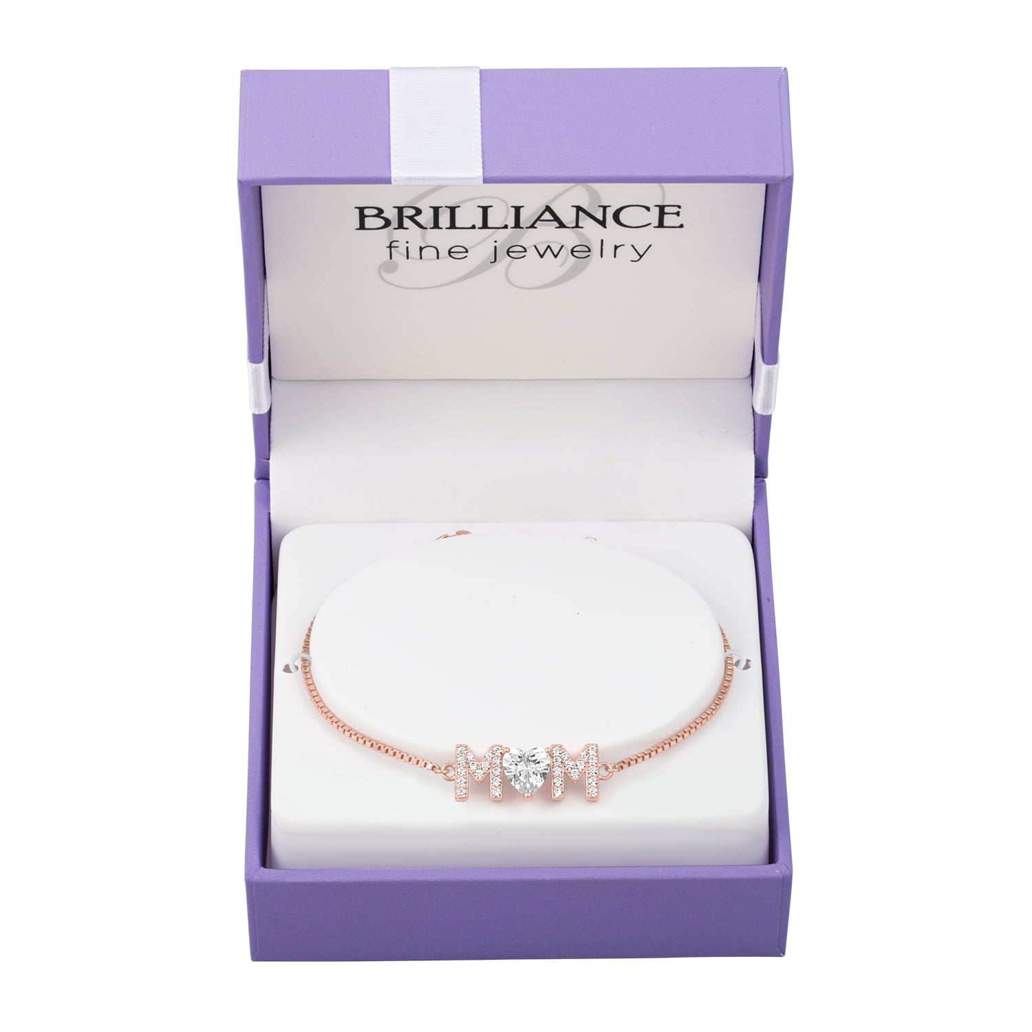 Brilliance Fine Jewelry Sterling Silver Simulated Diamond Mom Adjustable Bracelet