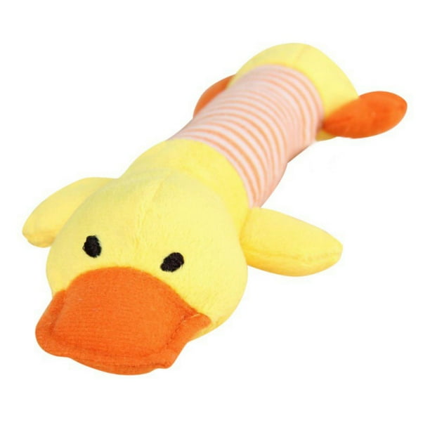 Squeaky Plush Dog Toy Stripes Animals Shapes Plush Chew Toys For Small Medium Large Dogs-Yellow