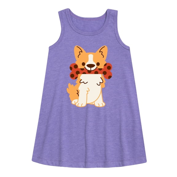 Instant Message - Corgi With Bone Graphic Sleeveless Aline Dress