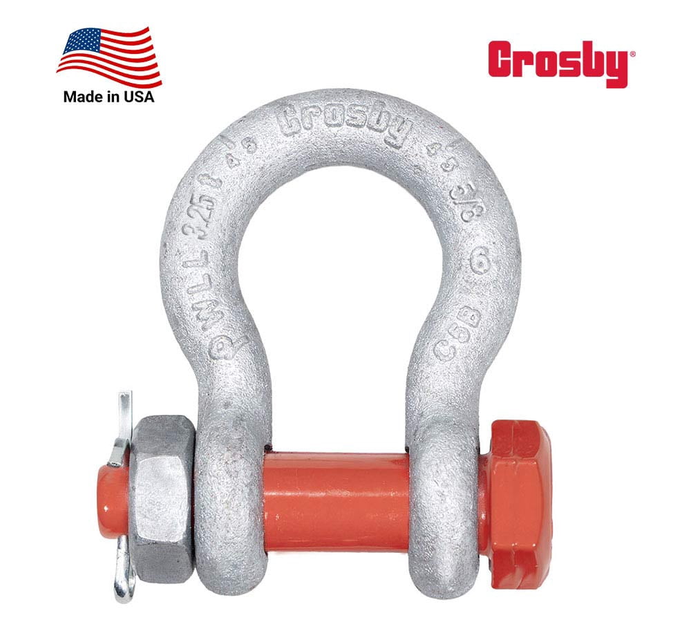 Crosby G-2130 5/8" Anchor Shackle Carbon Steel w/Safety Screw Pin 7,150 lbs WLL, Galvanized Heavy Duty D Ring Bolt Type Shackle for Towing, Rigging & Vehicle Recovery, 1019490