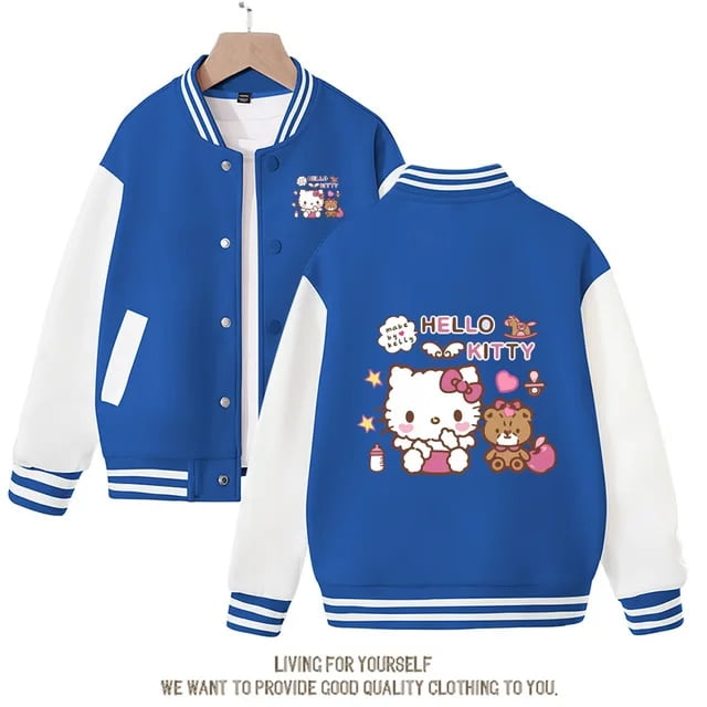 Sanrio Hello Kitty Cinnamoroll Jacket Kuromi Overcoat Woman Jacket Spring Autumn Kids Loose Sports Baseball Uniform Clothes Gift