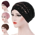 Dress Choice Women's Turban Hat Rhinestone Pearl Turban Head Wrap Baggy