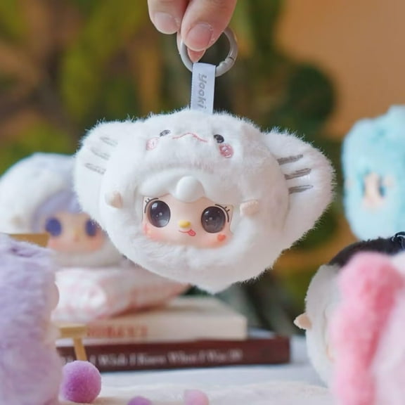 Yooki V6 Mini Ocean Baby Series Plush Blind Box, Cute Yooki Anime Figure Keychain Pendant Mystery Box, Surprise Collectible Mystery Stuffed Toys Bag Charm Xmas Birthday Gift