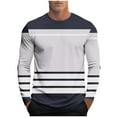 thumbnail image 2 of S-4X Plus Size Mens Big & Tall T Shirts Long Sleeve Crewneck Tees Tops Casual Pullover Color Block Breathable Basic Athletic Workout Tshirts Shirt, 2 of 5