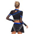 thumbnail image 2 of TiaoBug Women's 2 Piece Cheerleading Outfits Long Sleeve Crop Tops & Dance Skirt Set for Musical Rave Party Royal Blue L, 2 of 7
