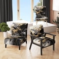 thumbnail image 1 of Designart "Fluid Fusion in Gold and Grey I" Gold Abstract Upholstered Accent Chair - Modern Arm Chair For Living Room, 1 of 7