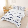 thumbnail image 2 of Manfei Simple Striped Fish Queen Comforter Set, Dotted Marine Comforter Sets Queen, Navy White, Reversible, 3 Pieces, 1 Comforter and 2 Pillowcases, 2 of 7