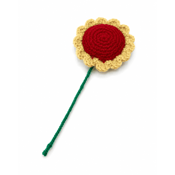 Crochella Handmade Crochet Sunflower, Knitted Floral Stem Decoration, Soft Yarn Handmade Flower for Home Décor, Shelf Display, Desk Accent and Gift Giving