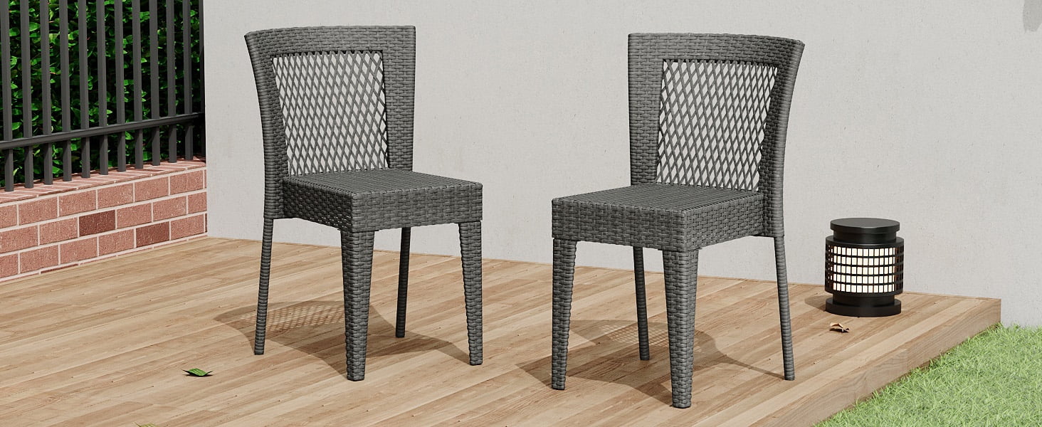 Euroco Euroco FARLEY STACKING SIDECHAIR,Set of 2,KD,GREY