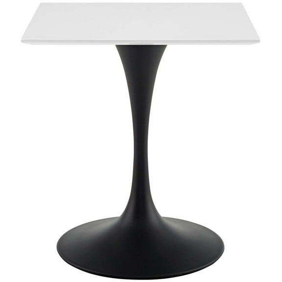 Contemporary Modern Urban Designer Kitchen Room Square Dining Table, Wood Metal Steel, Black White