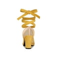 thumbnail image 2 of BLISSFUL STEP Women's Mesh Block Heeled Lace Up Sandals Yellow 9, 2 of 8