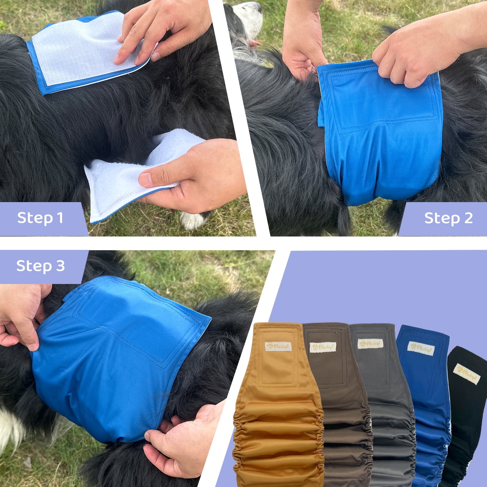 BLIWINPT Reusable Doggie Diapers Male Premium Belly Bands for Male Dogs Washable Diapers for Dogs Large Natural Color 5 Packs (L, 14” - 18” Waist)