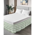 thumbnail image 4 of Sage Linen Stripes Bed Skirt Queen Size 16 Inch Drop, Vintage Country Adjustable Elastic Dust Ruffles Bedskirt for Queen Bed Wrap Around Pleated Mattress Frame Cover, 4 of 9