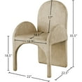 thumbnail image 3 of Meridian Furniture Summer Beige Velvet Dining Arm Chair (Set of 2), 3 of 6